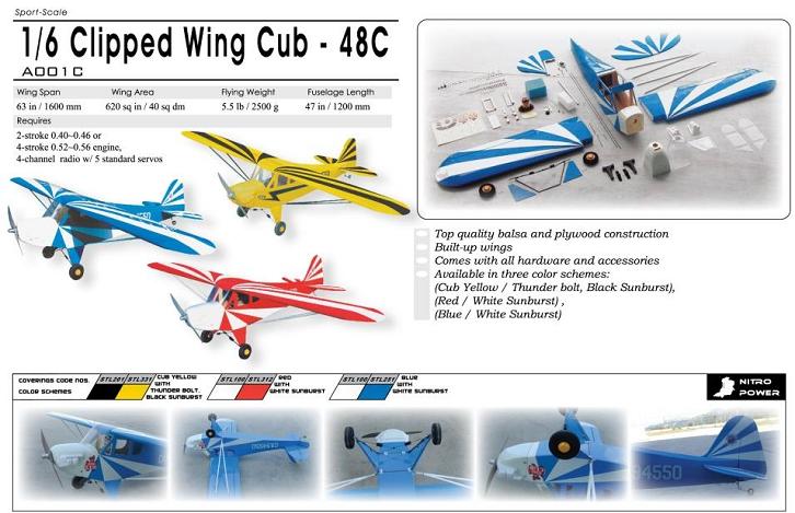 World Models CLIPPED WING CUB 1/6 Scale 48C (Red) 40 ARTF